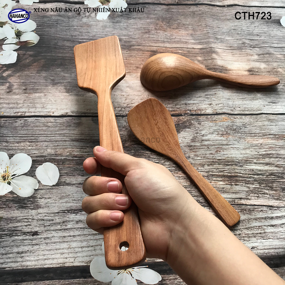 Xẻng nấu ăn bằng gỗ tự nhiên Chiên xào các loai, Chịu nhiệt cao, không tiết chất độc hại khi đun nấu