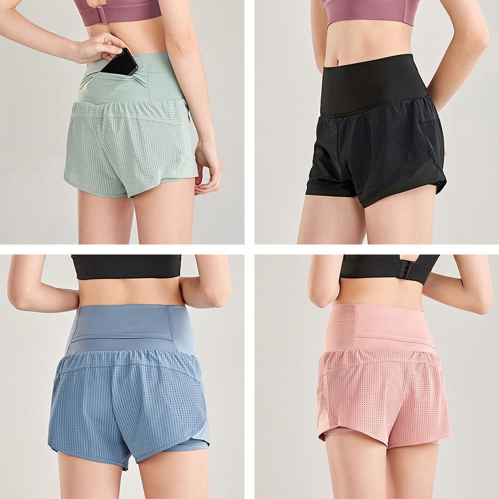 Quần short thể thao nữ lưng cao bảng rộng,thiết kế túi sau hông Được làm từ vải mềm và co giãn, thoải mái và nhanh khô
