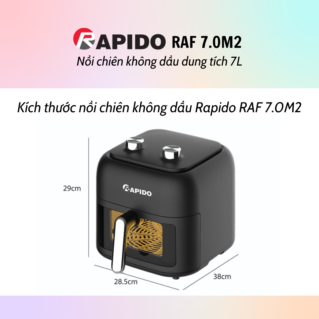 Nồi chiên không dầu Rapido RAF 7.0M2/RAF 7.0M3 (Dung tích 7L) - Hàng chính hãng - Bảo Hành 12 Tháng