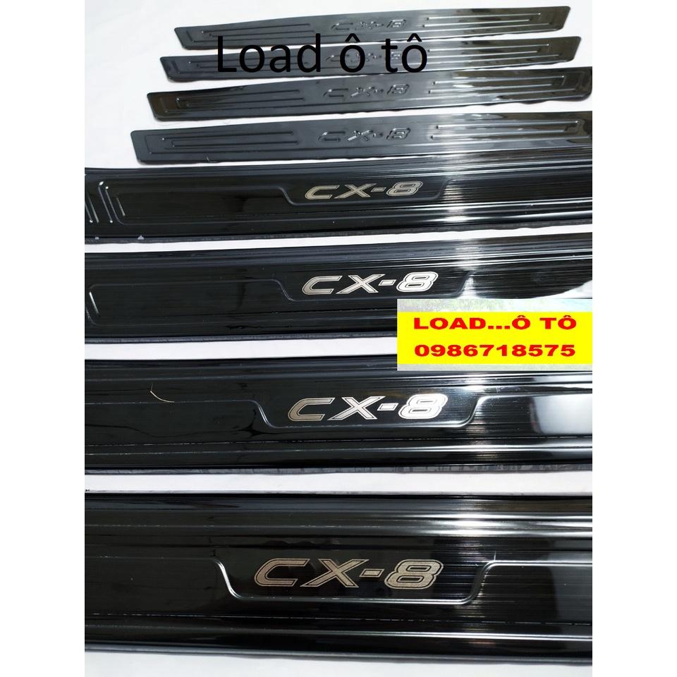 Ốp Bậc Cửa, Nẹp Bước Chân Trong, Ngoài Mazda CX8 2023-2020 Chất Liệu Titan Cao cấp
