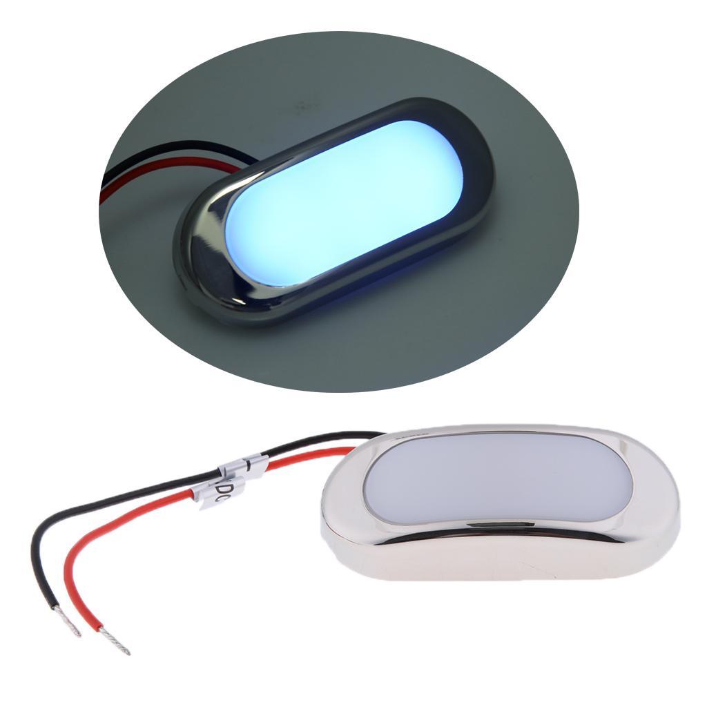 3" LED Oblong Stainless Courtesy Light Accent Yacht Marine Boat Blue