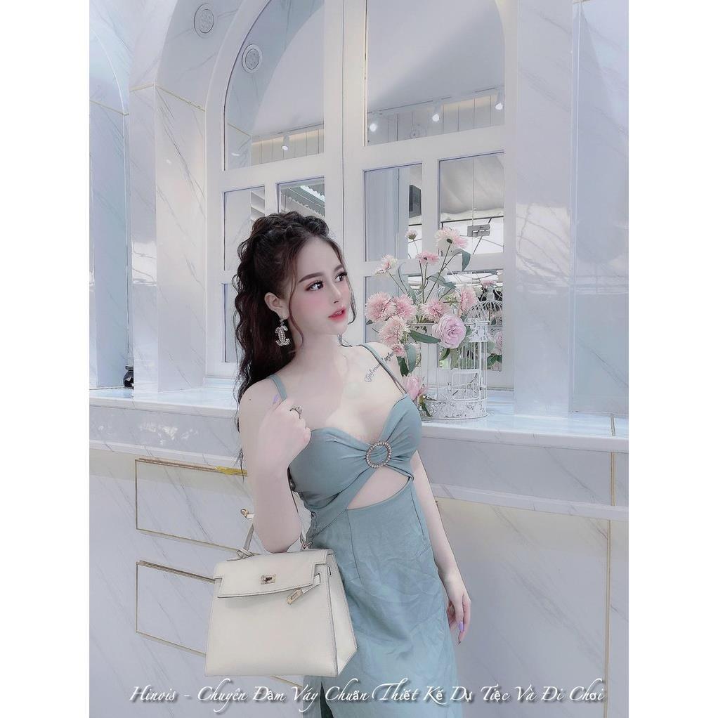 Đầm Dáng Suông 2 Dây, Váy Lụa Mềm Có Tag Đá Trước Ngực Cực Sang, Xẻ Đùi, Có 4 Màu Xanh Ngọc - Đen - Trắng - Đỏ có video