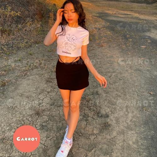 Áo croptop trắng thêu gấu cute bear thun gân dễ thương đáng yêu phong cách thời trang nữ freesize carrotxinhdep