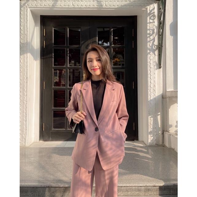 ZIEL Set blazer cao cấp may 2 lớp | Blazer With Button &amp; High-waist Pants