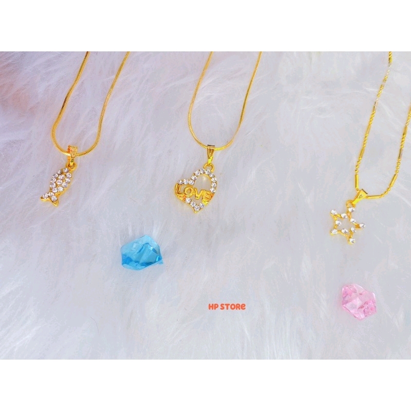 Dây Chuyền Màu Vàng Mặt Ngôi Sao, Cá, Trái Tim Love Đính Đá, Bền Màu - SLL Nhắn Shop