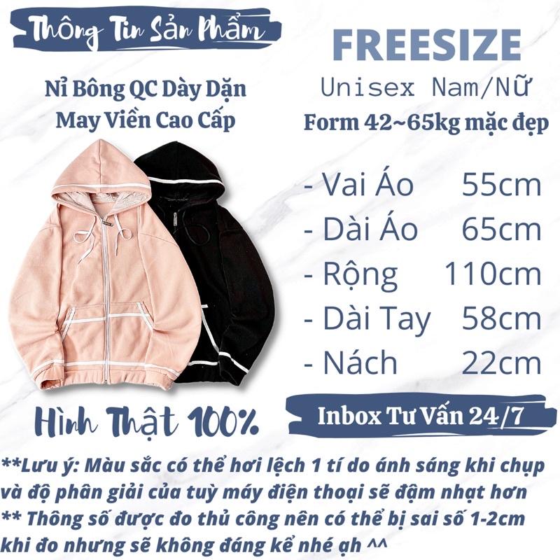 Áo khoác nỉ nam nữ form rộng nỉ bông dày dặn hàng qc áo khoác nón unisex CHẠY VIỀN