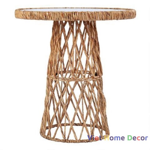 Bàn Cafe Lục Bình Đan Mặt Kính - Thương Hiệu Viet Home Decor