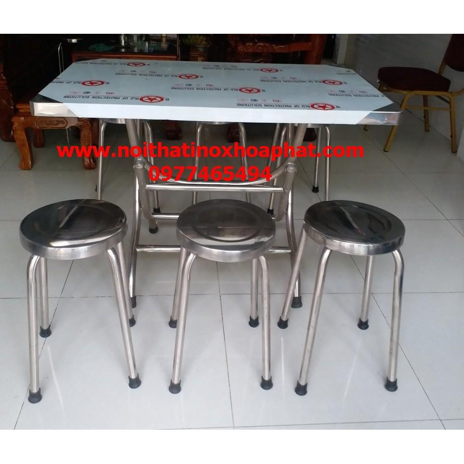 Bàn vuông 60x1m cao 75 100% inox bảo hành 36 tháng