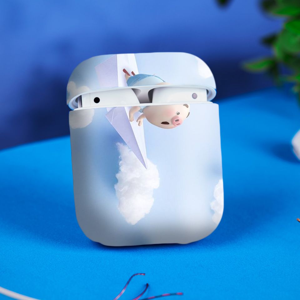 Miếng dán skin chống bẩn cho tai nghe AirPods in hình Heo con dễ thương - HEO2k19 - 003 (bản không dây 1 và 2