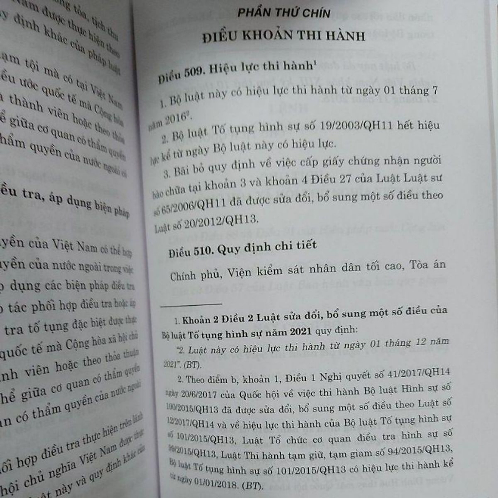 Bộ Luật Tố Tụng Hình Sự Hiện Hành