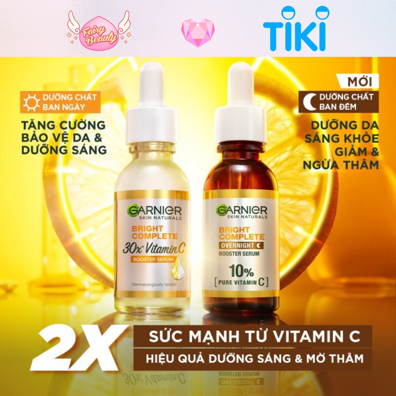 [GARNIER] Tinh Chất Dưỡng Ban Đêm 10% Vitamin C Giúp Làm Sáng Da Bright Complete Overnight 10% Pure Vitamin C 30ml