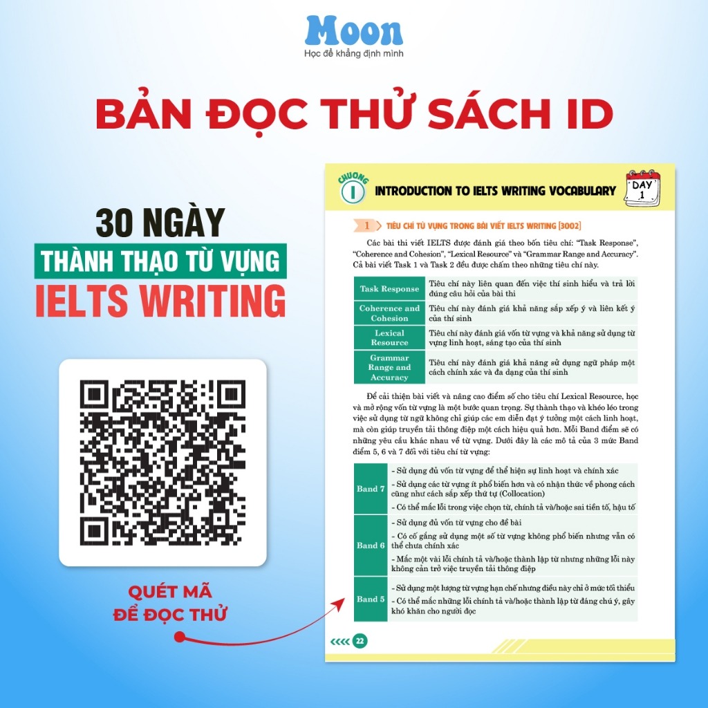Sách từ vựng ielts - 30 ngày thành thạo từ vựng IELTS Writing Moonbook