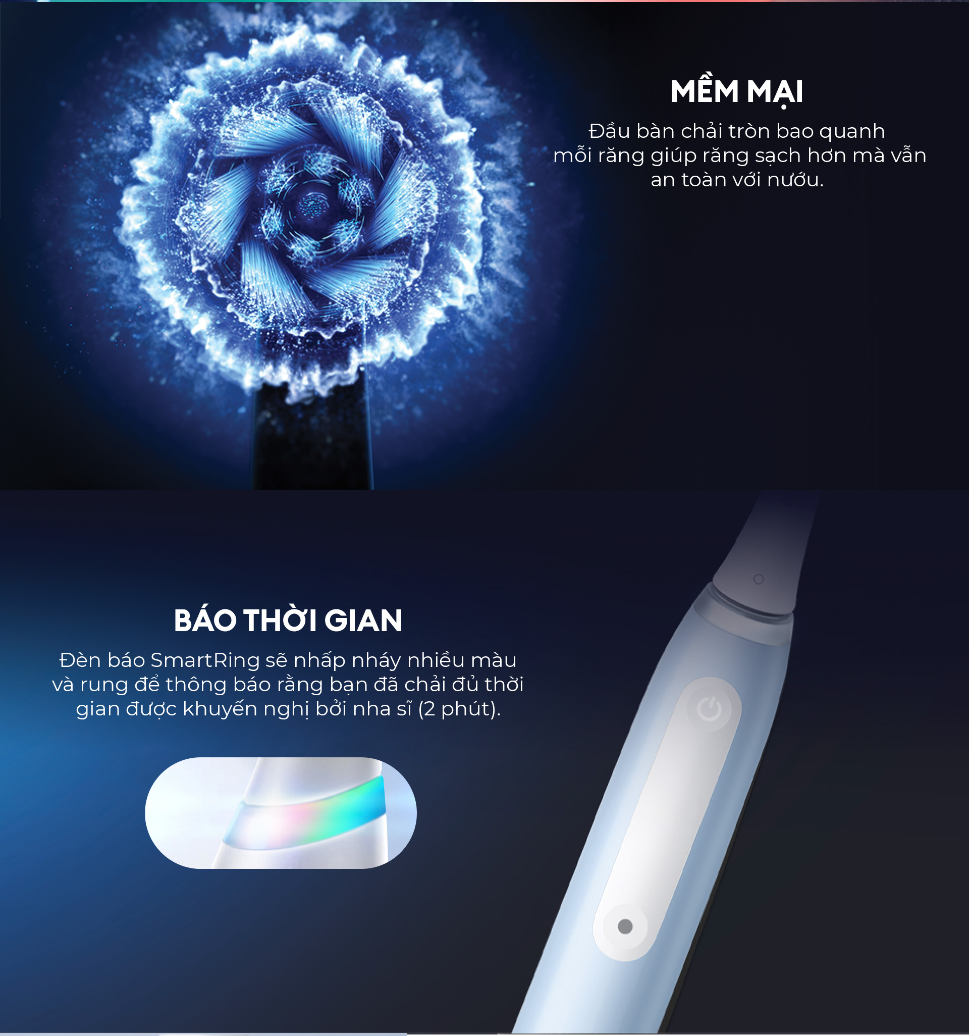 Bàn chải đánh răng điện Oral-B iO3, 3 chế độ, đèn cảnh báo cảm ứng lực - Bảo hành 2 năm 1 đổi 1