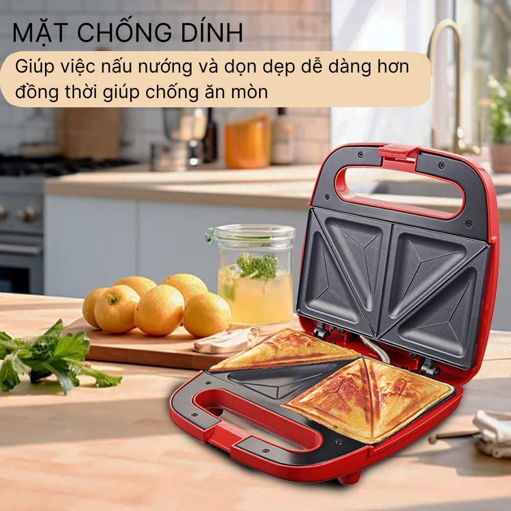 Máy kẹp nướng ép bánh SOKANY công suất lớn 750W tích hợp 2 mặt chống dính giúp bánh chín nhanh chóng vô cùng tiện ích - HÀNG CHÍNH HÃNG - DELIYA