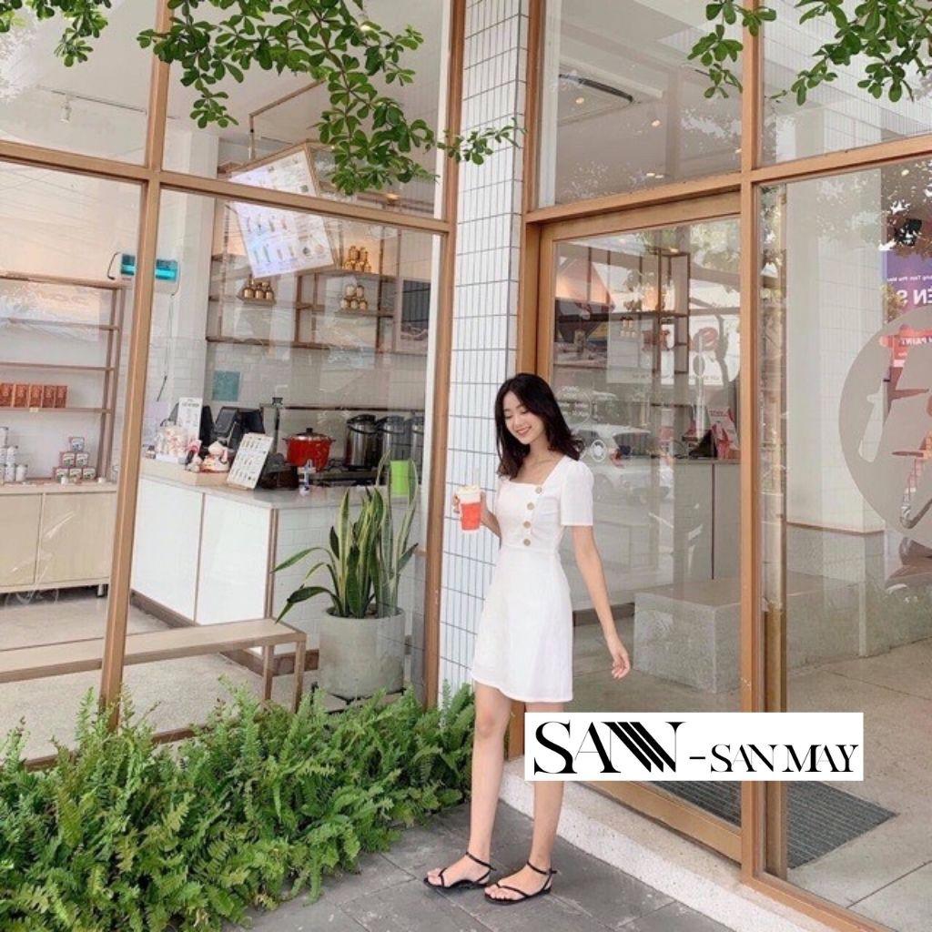 Đầm Cổ Vuông Body SANMAY Váy Dự Tiệc Cưới Sang Trọng Ôm Dáng Hàn Quốc, Phù Hợp Công Sở, Thiết Kế Màu Trắng Đen Kem VD012