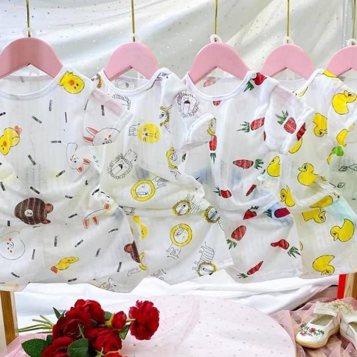 BỘ COTTON GIẤY CỘC TAY CHO BÉ 3-12 KG, GIAO MẪU NGẪU NHIÊN .