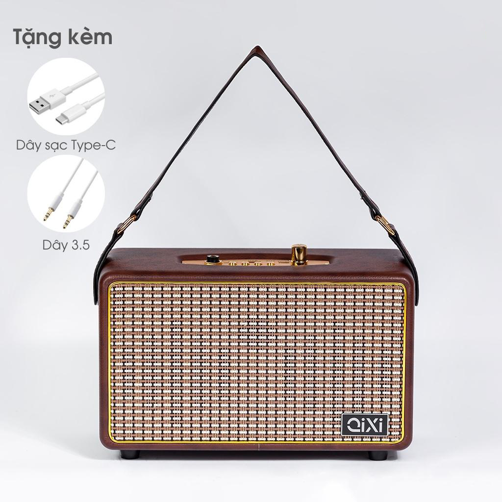 Loa bluetooth QIXI SK-2025 - Loa nghe nhạc bọc da thiết kế cổ điển sang trọng - Hệ thống loa 2.1 công suất 20W âm thanh trầm ấm - Tích hợp cổng micro 6.5mm - Đầy đủ các cổng kết nối Bluetooth, AUX, USB, TF card - Dung lượng pin cao - Hàng nhập khẩu