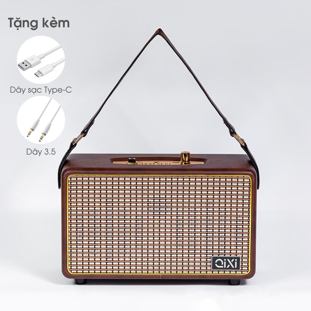 Loa bluetooth QIXI SK-2025 - Loa nghe nhạc bọc da thiết kế cổ điển sang trọng - Hệ thống loa 2.1 công suất 20W âm thanh trầm ấm - Tích hợp cổng micro 6.5mm - Đầy đủ các cổng kết nối Bluetooth, AUX, USB, TF card - Dung lượng pin cao - Hàng nhập khẩu