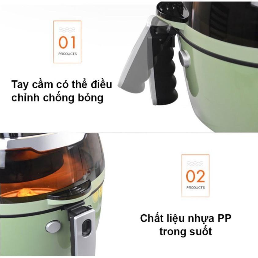 Nồi chiên không dầu NỊNESHIELD 8L 1500W mặt kính, có tay đảo, bảo hành 12 tháng (CƠ-ĐIỆN TỬ)