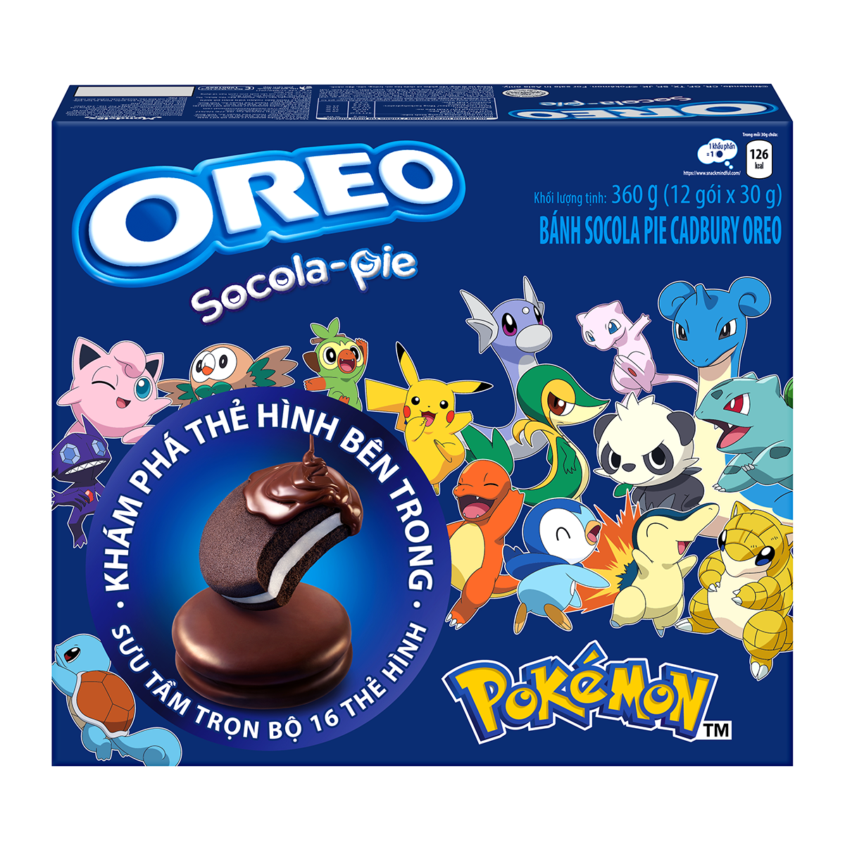 Bánh OREO Pie POKÉMON vị vani, combo 2 hộp x 360g (Tặng kèm 2 thẻ hình OREO POKÉMON)