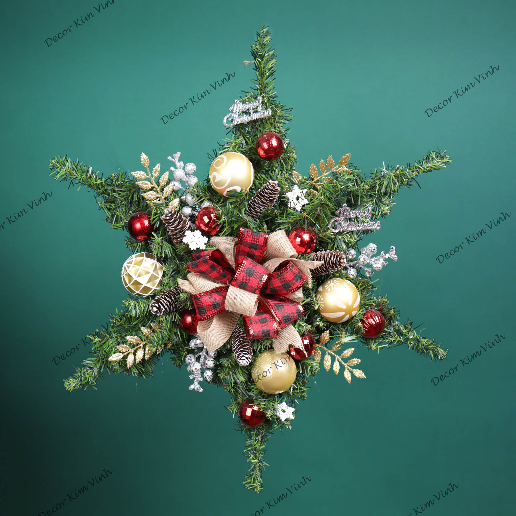 Dây Treo Chùm Thông CT09 Chùm Thông Kết Sao Trang Trí Noel Kèm đèn