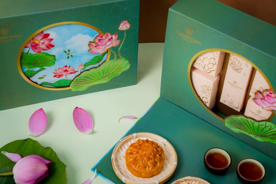 HỘP BÁNH TRUNG THU 4 BÁNH CHAY 220G - COMBO CHAY 4 - THÀNH LONG 880G - TẶNG 1 HỘP TRÀ