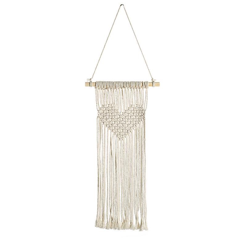 01 Mành Macrame đan tay thủ công hình trái tim trang trí nội thất gia đình, quán cafe, homestay