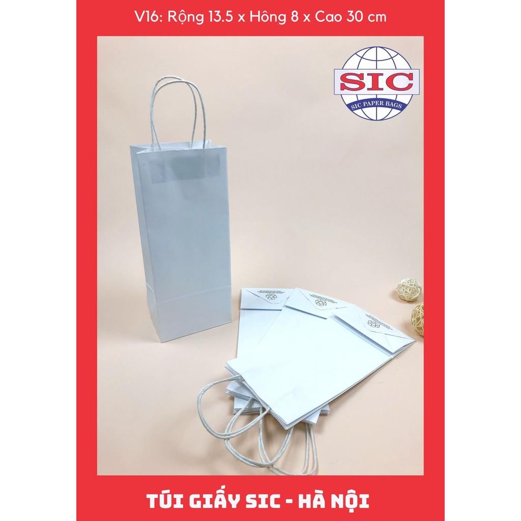 10 CHIẾC TÚI GIẤY KRAFT V16: 13.5x8x33 MÀU TRẮNG CÓ QUAI