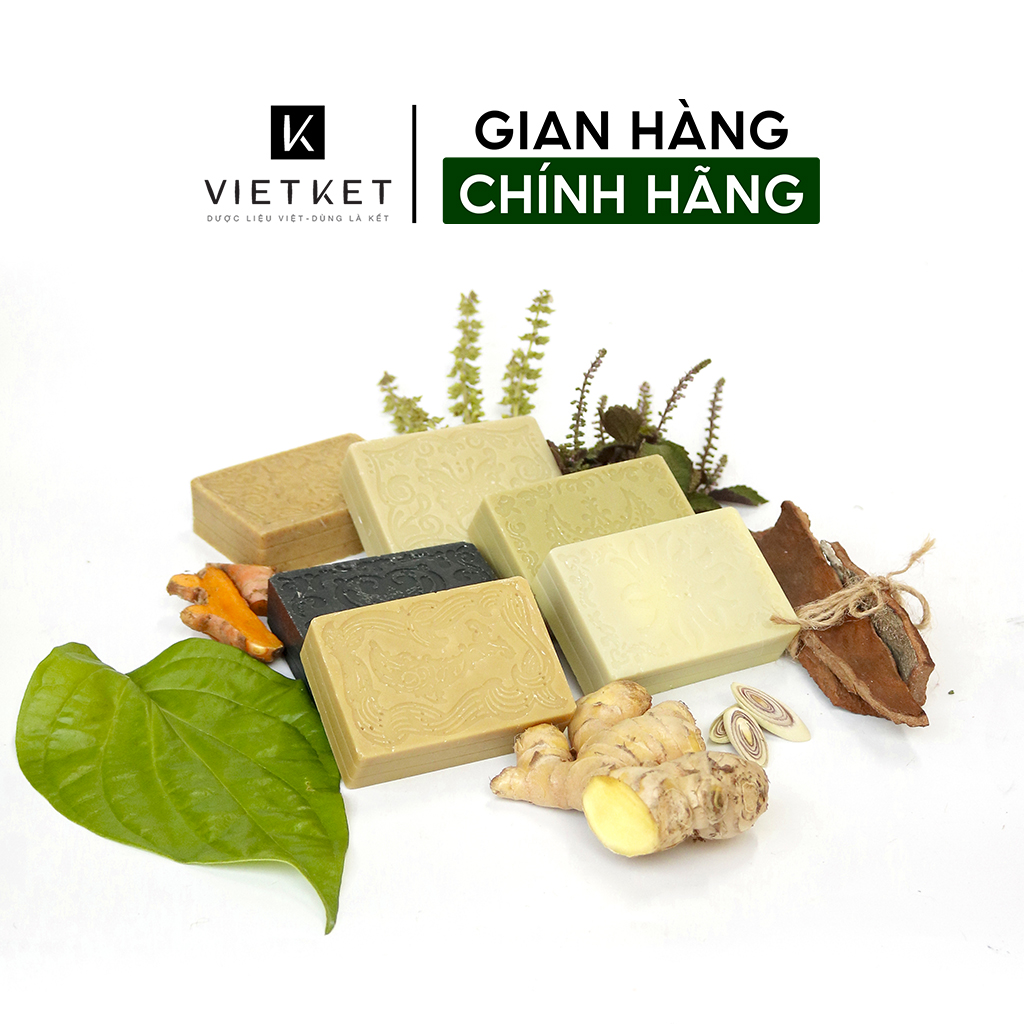 Cục Xà Bông Thảo Dược Than Tre VIETKET 100g - Làm Sạch, Giảm Mụn Lưng, Sáng Da, Duy Trì Độ Ẩm, Hương Thơm Thảo Dược