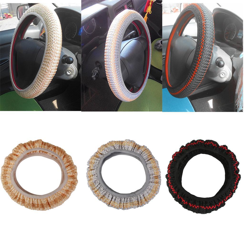 Non-slip  Car Steering Wheel  DIY PU Leather W +Thread