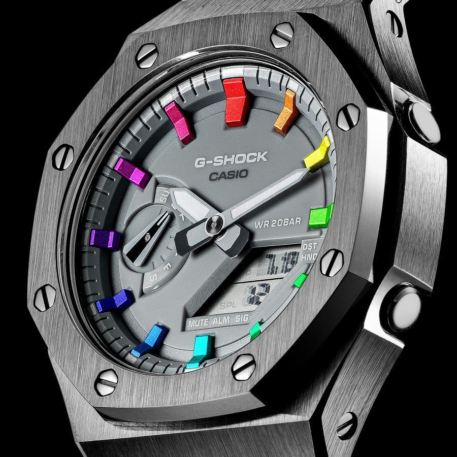 Đồng Hồ Nam Dây Nhựa Casio G-Shock GA-2110ET-8A AP Custom Grey White x Rainbow Royal Oak