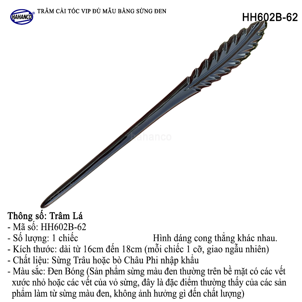 Trâm cài tóc bằng sừng hàng VIP màu đen (HH602B) đục khắc hình dễ thương/đủ loại kiểu dáng