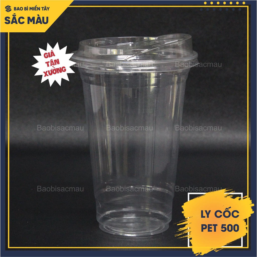 Sỉ 50 cốc nhựa/ ly nhựa PET 650ml kèm nắp