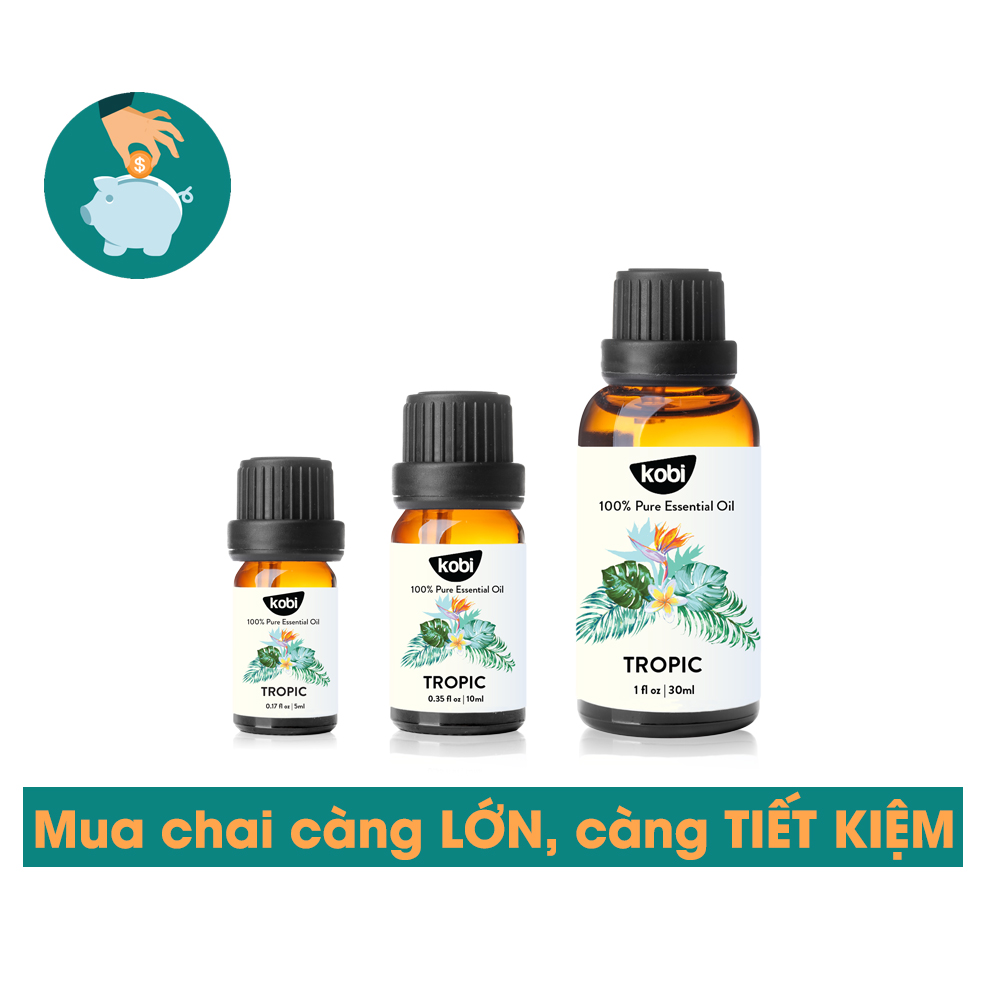 Tinh Dầu Kobi Tropic - Tinh Dầu Thiên Nhiên Nguyên Chất Giúp Đánh Thức Giác Quan, Khơi Niềm Cảm Hứng, Thích Hợp Dùng Với Đèn Xông, Máy Khuếch Tán Và Máy Xông Tinh Dầu