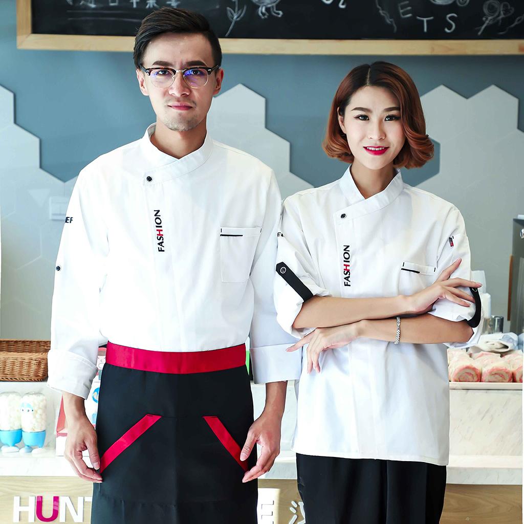 Fashion Unisex Chef Coat Kitchen Uniform Long Sleeves Jacket