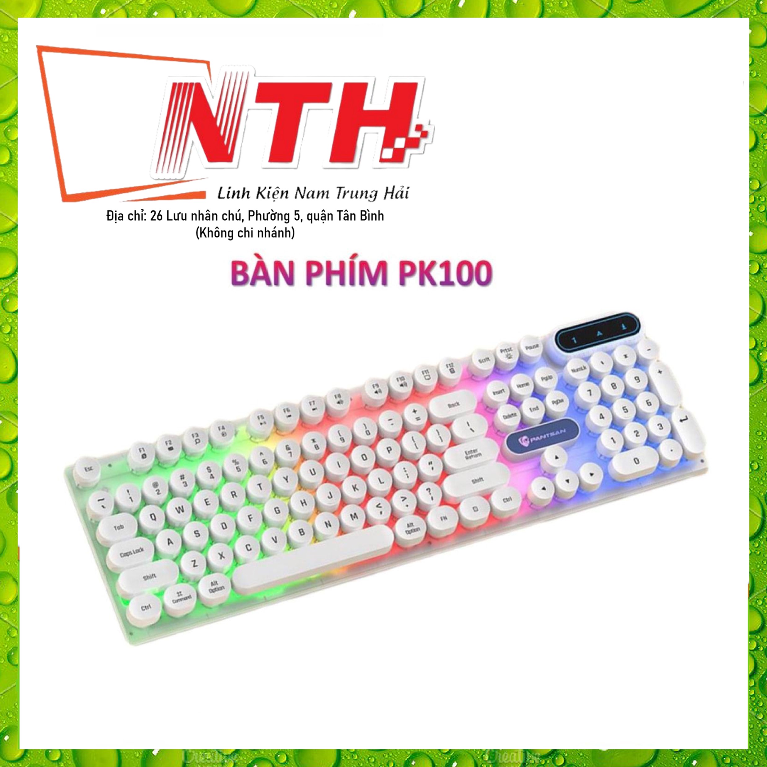 Bàn phím máy tính gaming giả cơ PANTSAN PK100 có dây nút tròn Led 7 màu cực đẹp-Trắng