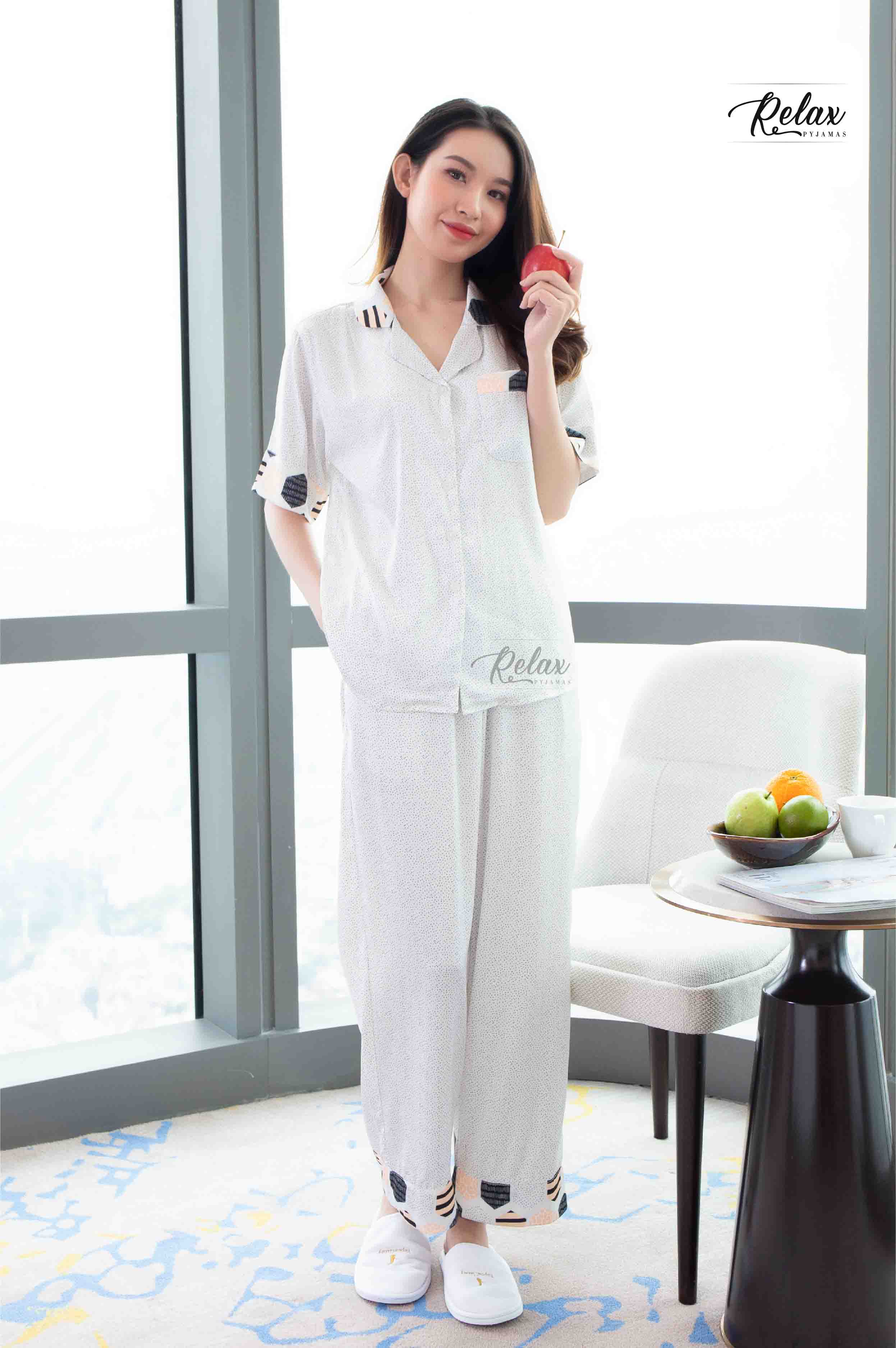 Đồ Bộ Pyjama, Đồ mặc nhà nữ Lụa Pháp cao cấp, mềm mịn, thoáng mát - HW1007 - RELAX
