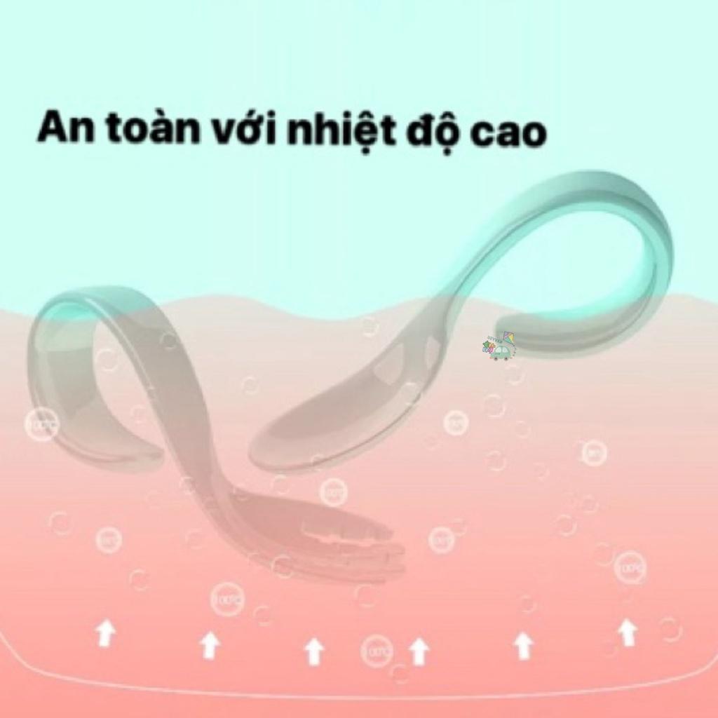 Bộ thìa nĩa tập xúc, bộ muỗng nĩa tập xúc báo nóng đổi màu cho bé tập ăn MISUTA , bộ thìa nĩa báo nóng