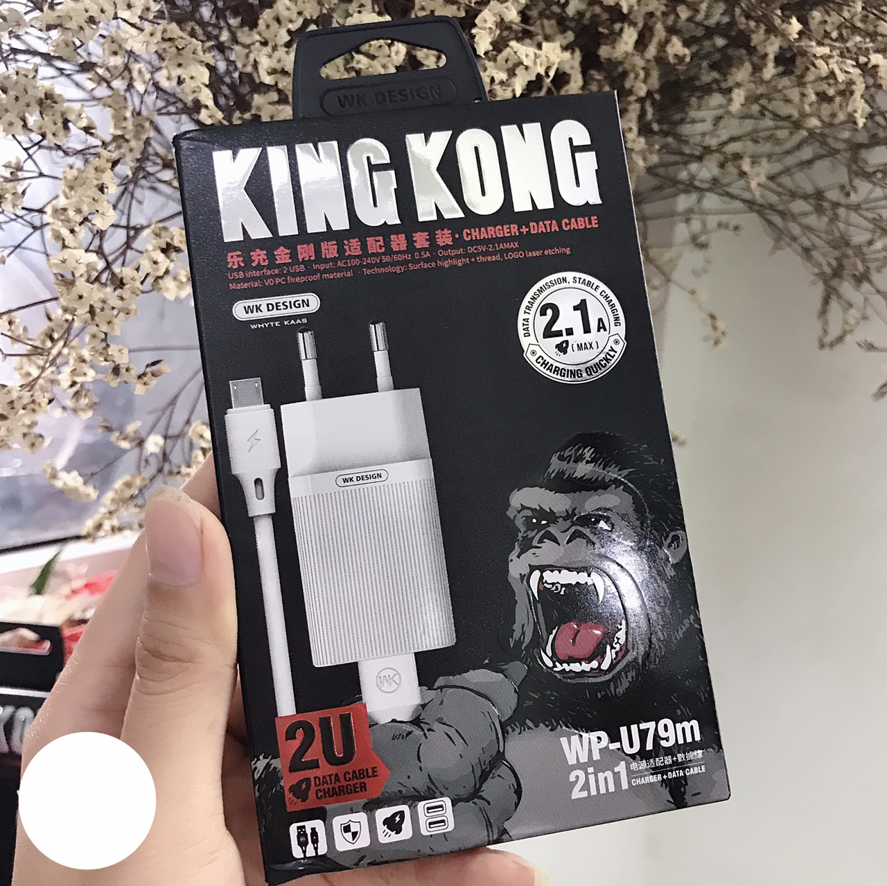 Bộ Sạc Remax  U79m Kèm Cáp Micro  KingKong 2.1A + Tặng kèm 1 Ghế Đỡ Điện Thoại Đa Năng T2- Hàng CHính Hãng