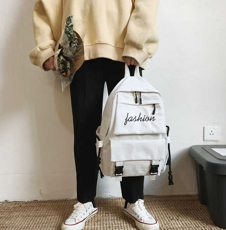 Balo đi học thời trang canvas Ulzzang Hàn Quốc đẹp rẻ phong cách unisex cho học sinh sinh viên kèm Dây Thừng