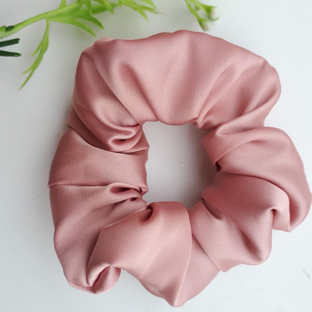 Dây Cột Tóc Vải Cột Scrunchies Satin Lụa Phi Bóng Mềm Màu Vintage Pastel CT111