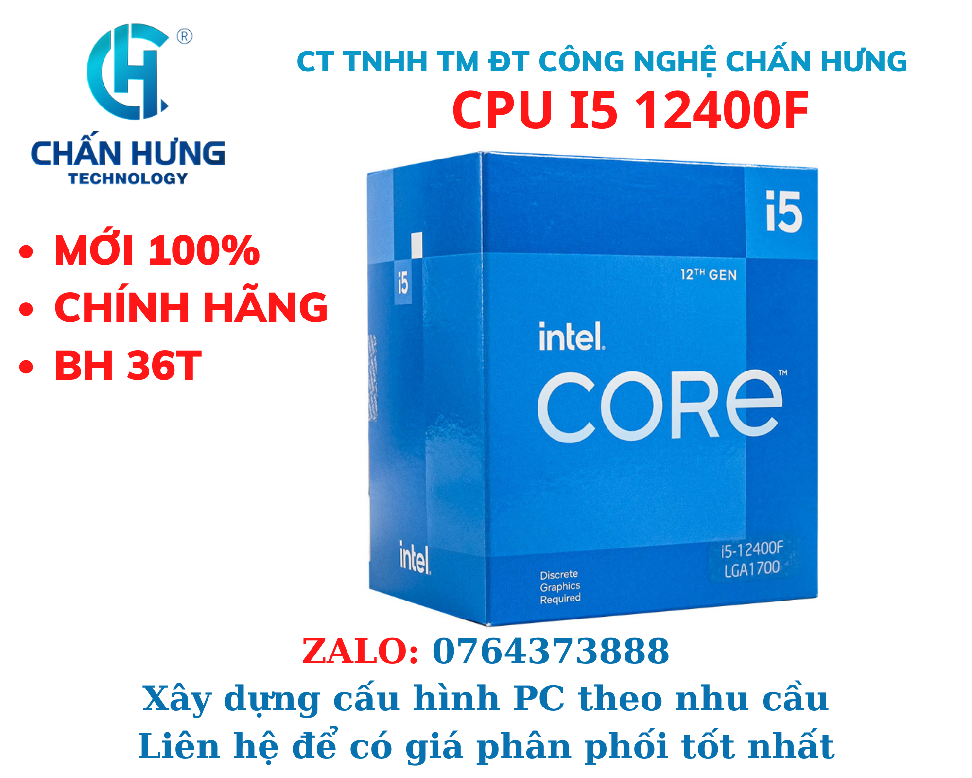 CPU Intel Core i5-12400F - HÀNG CHÍNH HÃNG