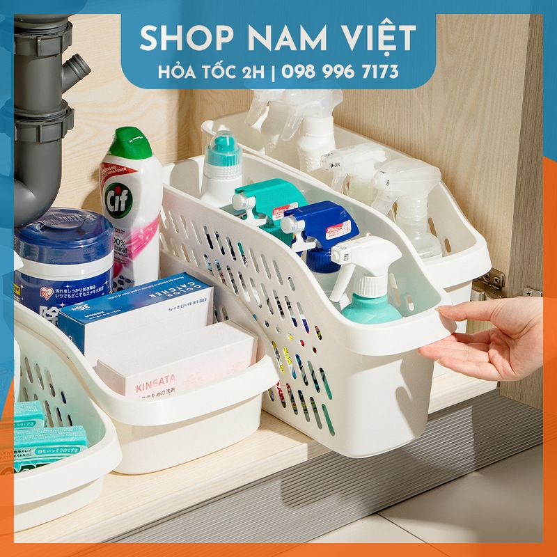 Rổ Đựng Đồ Chia Ngăn Nhà Bếp Nhà Tắm Có Bánh Xe Tiện Lợi NAVIVU