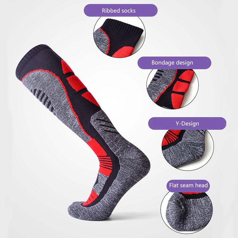 Bàn đệm dày thoáng qua đầu gối thể thao mùa đông trượt tuyết trượt tuyết mùa đông Vớ nhiệt ấm trên núi đi bộ trượt tuyết dài Color: Male Yellow 40-43