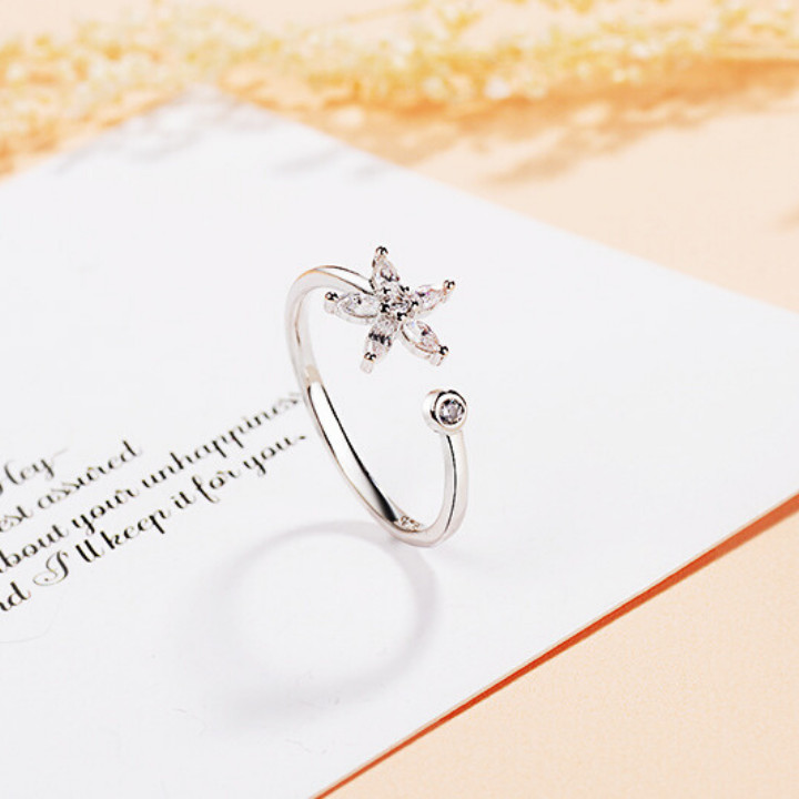 Nhẫn Bạc Nữ 925 hoa đào xinh