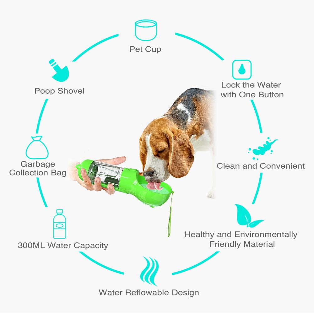 Chai nước cho chó đa chức năng Kết hợp máng uống và cốc