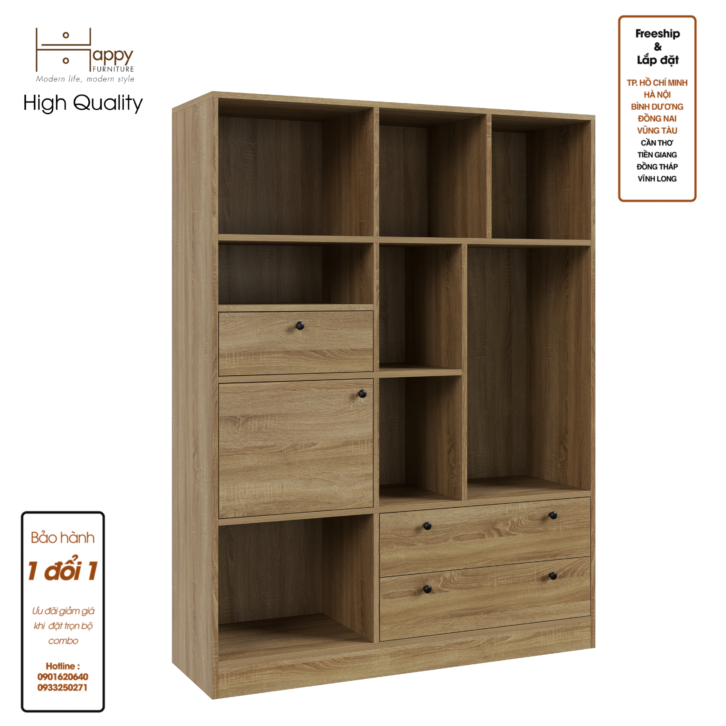 [Happy Home Furniture] CATY , Kệ sách nhiều ngăn - 1m2 x 1m6 ,  120cm x 38cm x 160cm (DxRxC), KSA_027