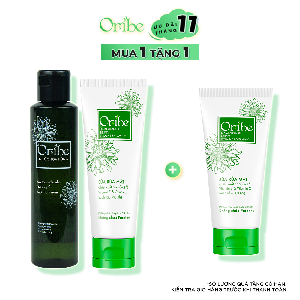 Bộ Sữa Rửa Mặt Oribe 100g và Nước Hoa Hồng 150ml Dưỡng Ẩm Trắng Da Oribe