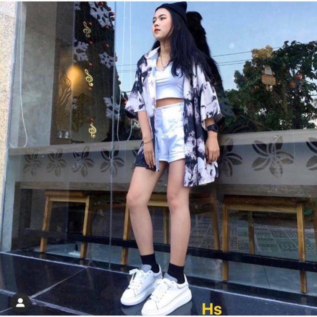 Áo sơmi loang Trắng Đen ND24