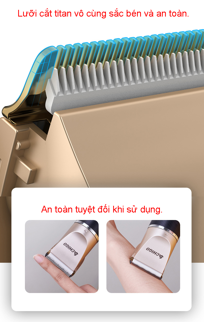 Bộ tông đơ hớt tóc siêu xịn Chigo + Full Phụ kiện kéo cắt tóc F838